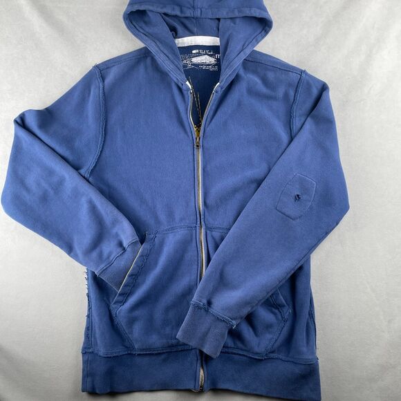 Vintage Paul Frank Hoodie Sweatshirt Mens M Blue Full Zip Deconstructed 00s Hip - Picture 1 of 12